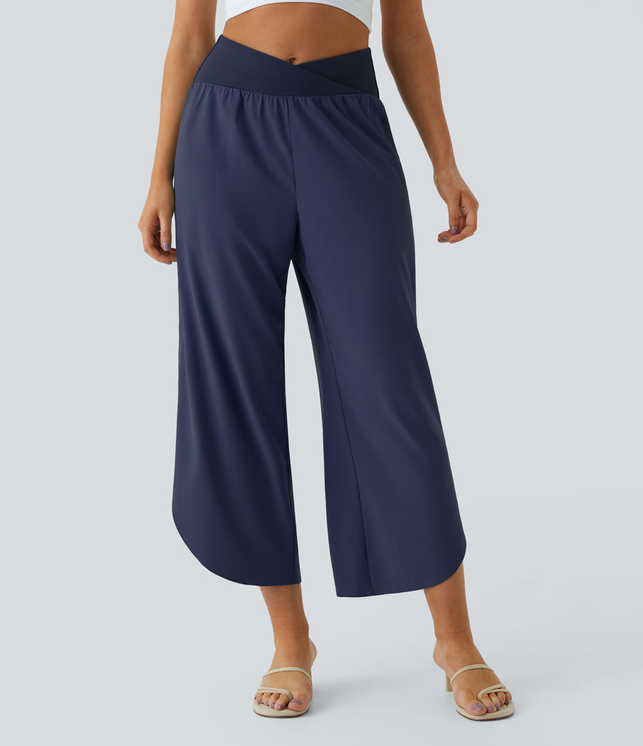 Breezeful™ High Waisted Crossover Quick Dry Resort Pants with Pockets - Patriot Blue