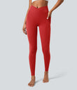 SoftlyZero™ Crossover Pocket Plain Leggings-UPF50+ - Valiant Poppy