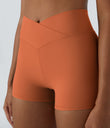 SoftlyZero™ High Waisted Crossover Plain Yoga Biker Shorts 3''-UPF50+ - Spice Route