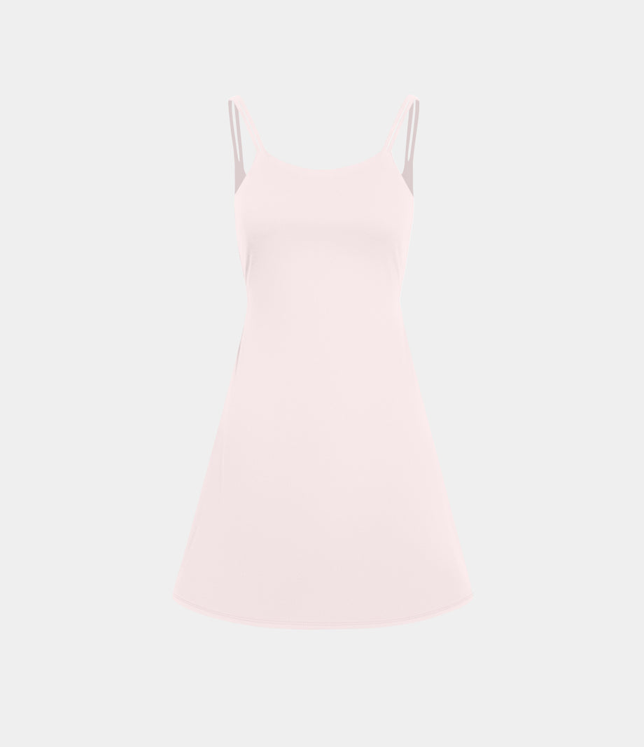 SoftlyZero™ Plush Double Straps 2-Piece Pocket Slip Dance Active Dress A-D Cups - Chiffon White