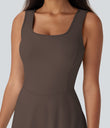 SoftlyZero™ Airy U Neck 2-in-1 Pocket Mini Cool Touch Dance Active Dress-Easy Peezy - Chocolate Martini