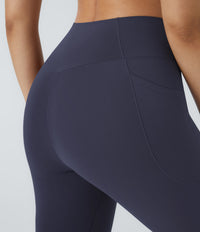 Patitoff™ 2.0 Pet Hair Resistant High Waisted Crossover Side Pocket Yoga Leggings - Mountain Blue