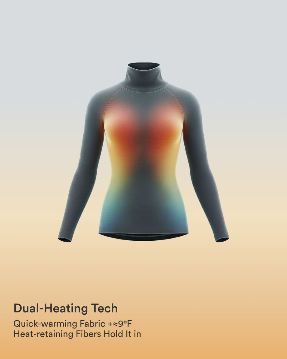 Halara HeatCore Turtleneck Long Sleeve Thumb Hole Casual Warming Top - Black
