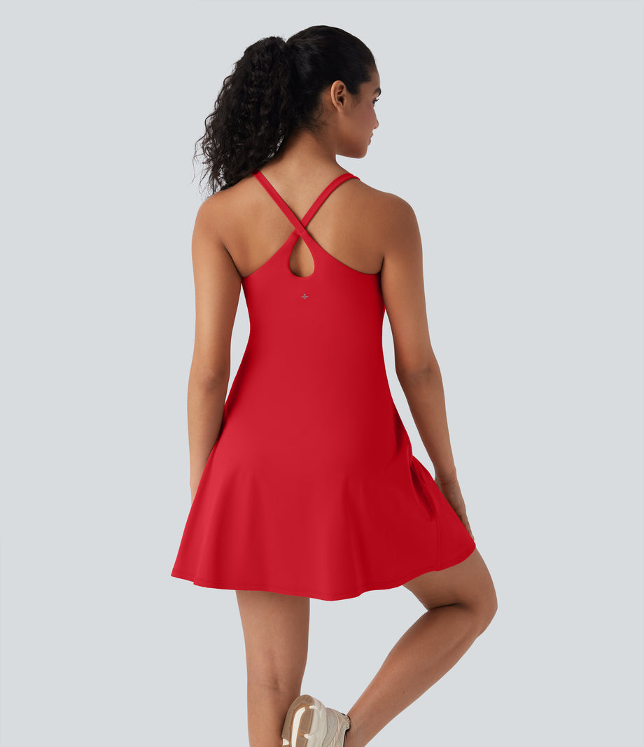 SoftlyZero™ Plush Active Dress-Longer Length-Easy Peezy Edition DD-F Cups - Tomato
