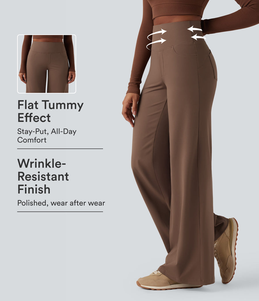 DayStretch High Waisted Tummy Control Wide Leg Baggy Yoga Pants with Pockets