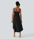 Breezeful™ High Low 2-Piece Pocket Flowy Midi Quick Dry Casual Dress - Black