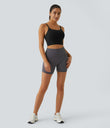 Basic Padded Workout Cropped Low Support Tank Top A-D Cups - Black