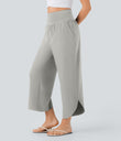Breezeful™ High Waisted Tummy Control Split Hem Quick Dry Resort Pants with Pockets - Dust Gray