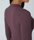 Mock-neck Long Sleeve Pocket Flare Maxi Casual Dress - Plum Wine