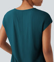 V Neck Short Sleeve Casual T-Shirt - Hydro
