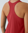 Breezeful™ Backless Racerback Side Pocket High Low Flowy Midi Quick Dry Casual Dress - Pompeian Red