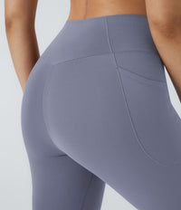 Patitoff™ 2.0 Pet Hair Resistant High Waisted Crossover Side Pocket Yoga Leggings - Smoke Purple Blue