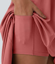 Breezeful™ High Low 2-Piece Pocket Flowy Midi Quick Dry Casual Dress - Kapok Red