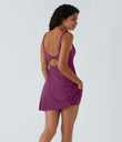 SoftlyZero™ Plush Double Straps 2-Piece Pocket Slip Dance Active Dress A-D Cups - Ume Purple