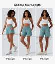 Breezeful™ High Waisted Crossover Pocket 2-in-1 Quick Dry Yoga Shorts 4" - Stone Blue