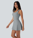 SoftlyZero™ Airy U Neck 2-in-1 Pocket Mini Cool Touch Dance Active Dress-Easy Peezy - Quarry