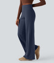 DayStretch High Waisted Tummy Control Wide Leg Baggy Yoga Pants with Pockets - Midnight Blue
