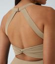 SoftlyZero™ Airy Backless Twisted Flare Low Support Dance Active Dress-Longer Length-Easy Peezy Edition A-D Cups - Curds & Whey
