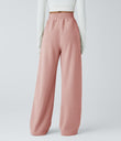 High Waisted Pocket Straight Leg Baggy Mop Corduroy Casual Pants - Rosette
