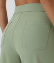 DayStretch High Waisted Pockets Straight Leg Casual Pants - Asparagus