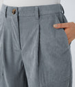 Mid Rise Zipper Pockets Corduroy Casual Joggers - Blue Flower Gray