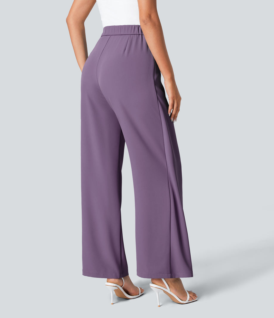 Halara Flex™ High Waisted Tie Side Wide Leg Work Pants - Sandalwood Violet