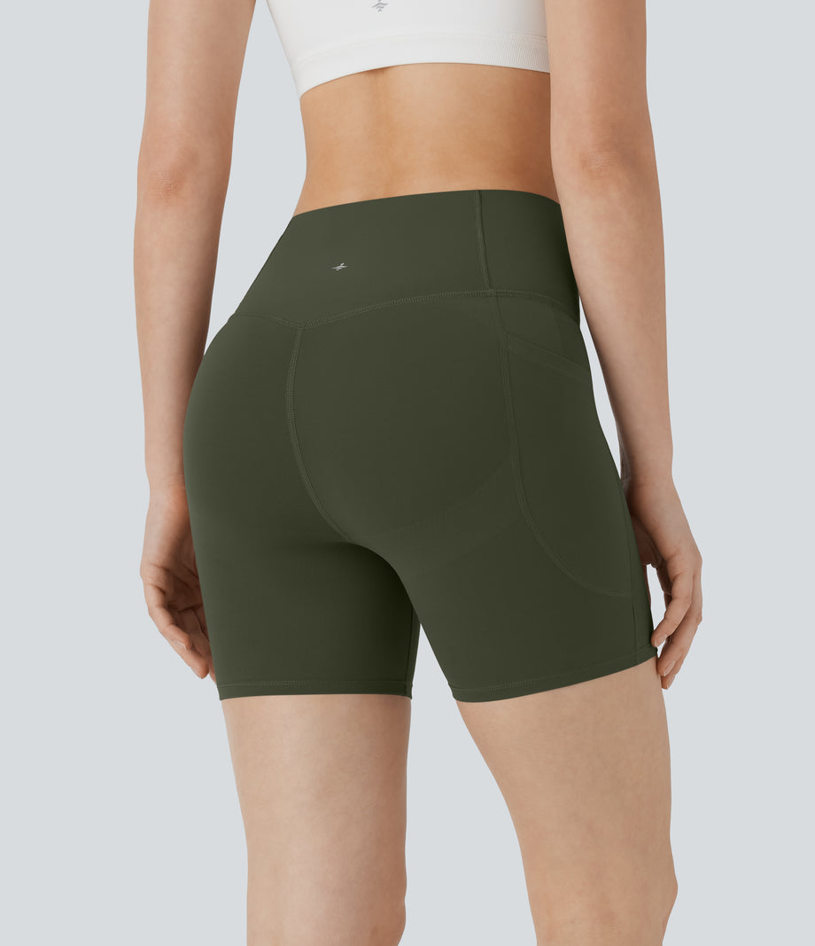 Halara UltraSculpt™ High Waisted Butt Lifting Tummy Control Pocket Shaping Training Biker Shorts 5'' - Deep Woodland Green