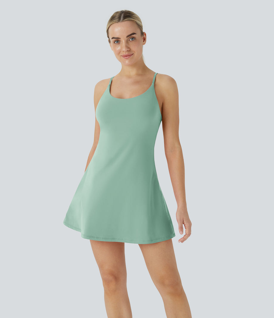 SoftlyZero™ Plush Backless Active Dress - Subtle Green