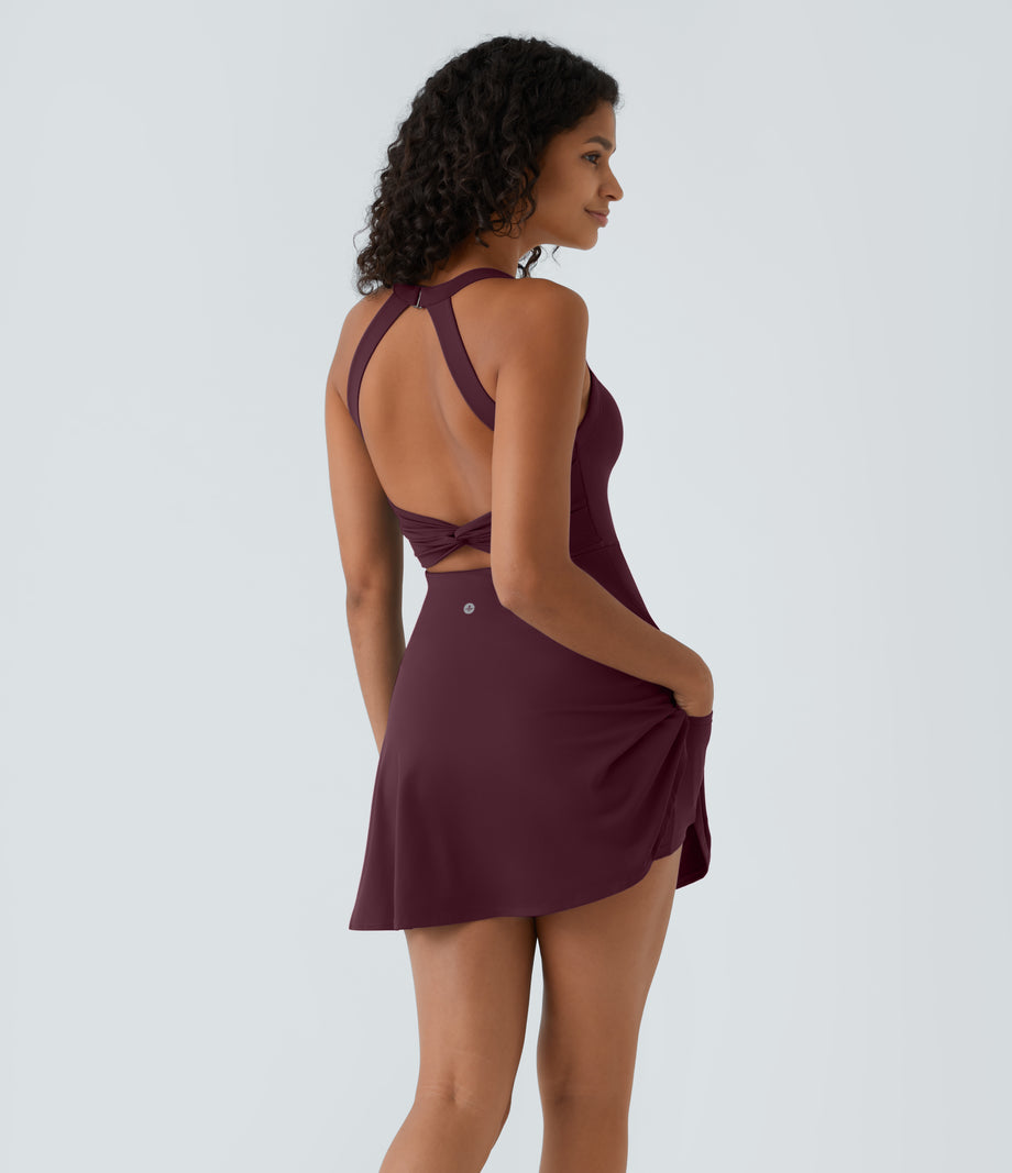 Flare Mini Dance Active Dress-Longer Length - Fig