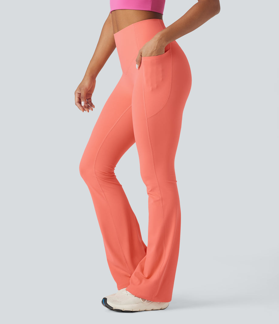 Halara UltraSculpt™ High Waisted Tummy Control Pocket Shaping Yoga Bootcut Leggings - Fusion Coral