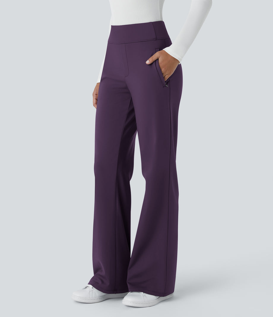 Halara Flex™ DayStretch Mid Rise Side Zipper Pocket Work Flare Pants - Blackberry Cordial