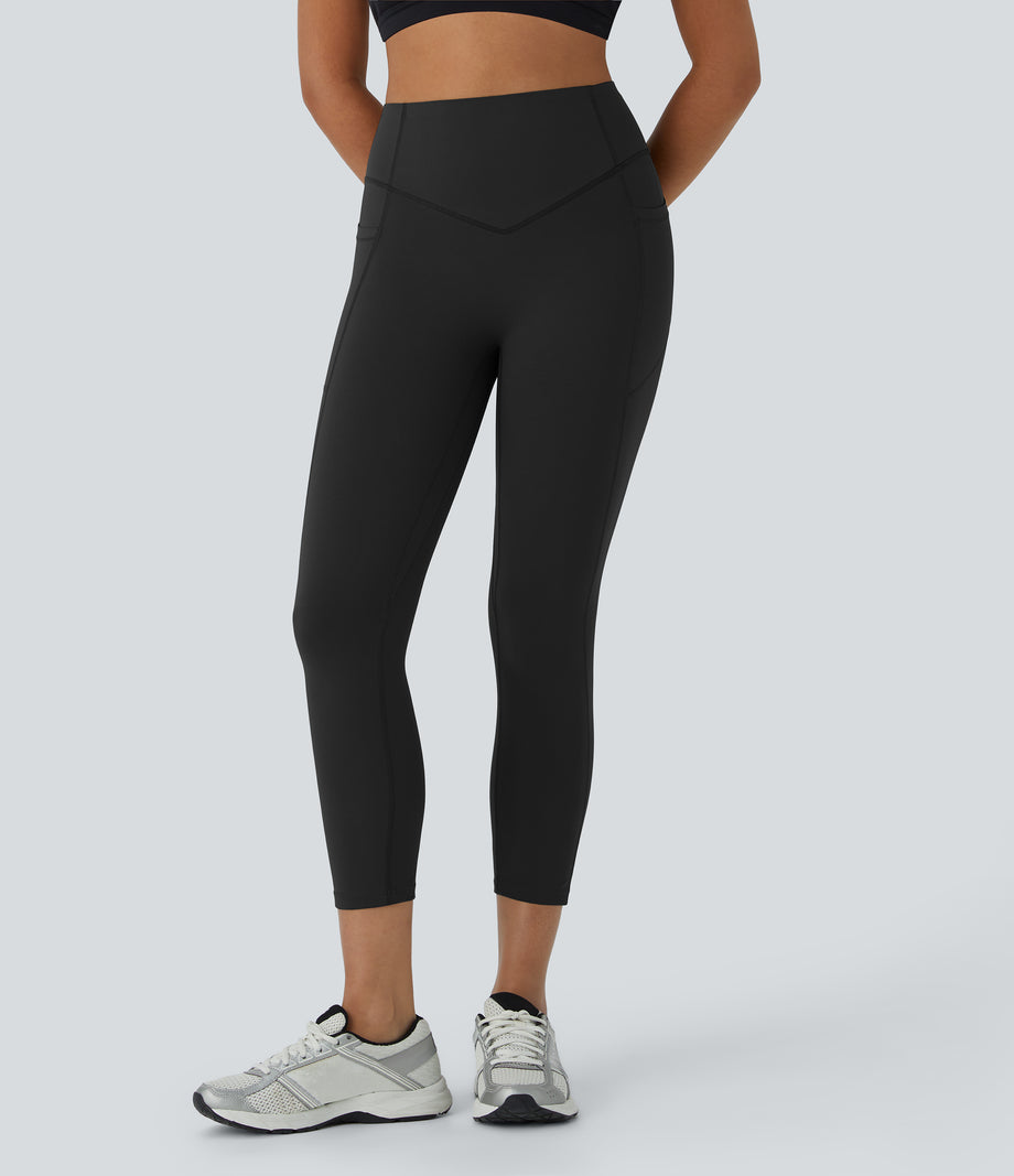 Halara UltraSculpt™ High Waisted Scrunch Butt Lifting Tummy Control Pocket Shaping Capri Training Leggings - Black