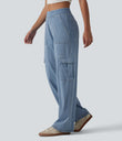 Halara Flex™ Mid Rise Pockets Straight Leg Casual Cargo Jeans - Light Blue – Glacier Light Blue