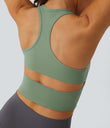 SoftlyZero™ Plush U Neck Racerback Cut Out Cropped Yoga Tank Top - Asparagus