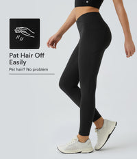 Patitoff™ 2.0 Pet Hair Resistant High Waisted Crossover Side Pocket Yoga Leggings - Black