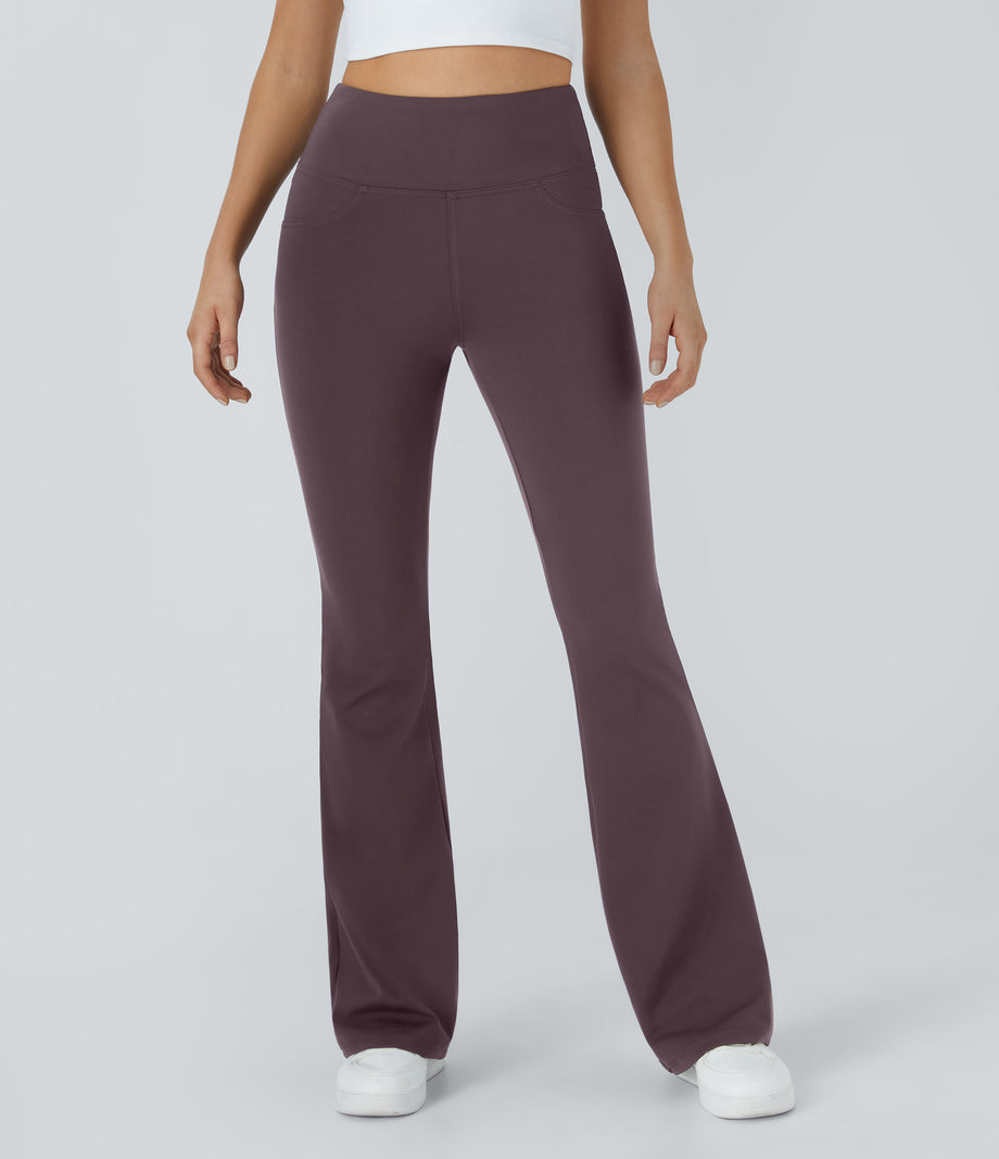DayStretch High Waisted Pocket Flare Yoga Leggings - Dusky Evening purple