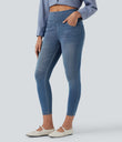 Halara Flex™ High Waisted Pockets Denim Casual Leggings - Mayan Blue Denim