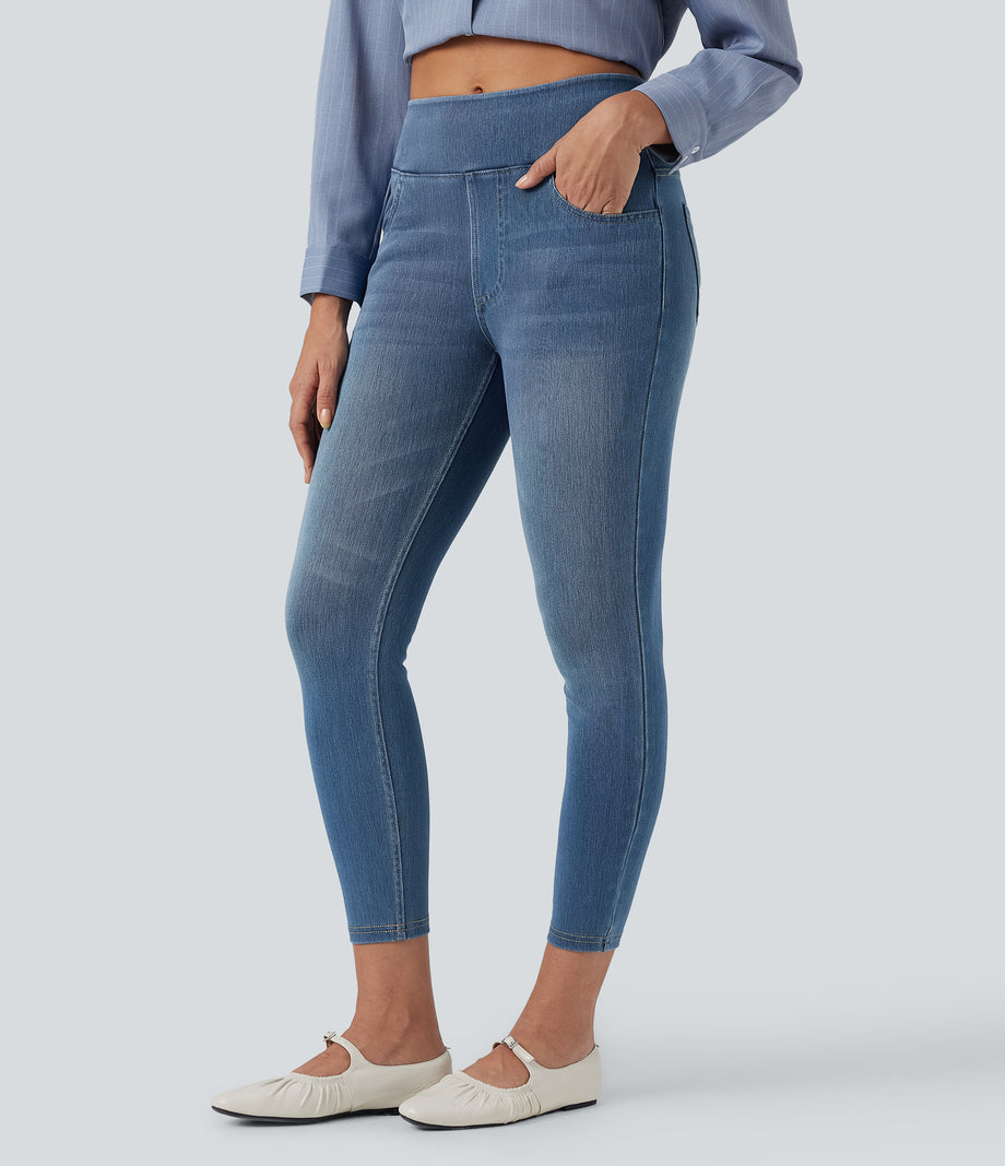 Halara Flex™ High Waisted Pockets Denim Casual Leggings - Mayan Blue Denim
