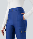 High Waisted Sheen 7/8 Leggings with Pockets - Beaucoup Blue