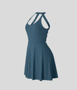 Backless Twisted Active Dress - Majolica Blue
