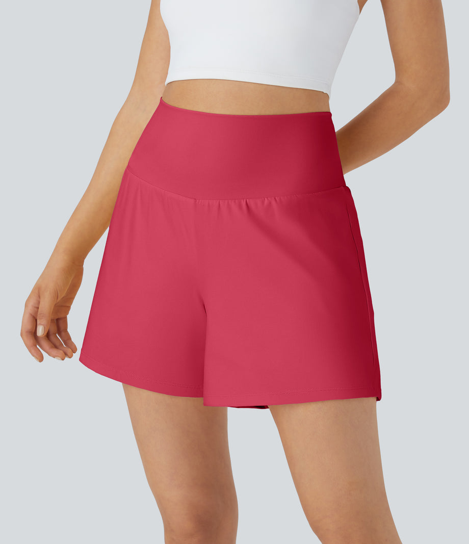 SoftlyZero™ Airy Super High Waisted 2-in-1  Cool Touch Yoga Shorts 5'' with Pockets-Longer Length - Winterberry