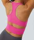 SoftlyZero™ Plush U Neck Racerback Cut Out Cropped Yoga Tank Top - Fuchsia Purple