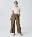 Halara Flex™ High Waisted Tie Side Wide Leg Work Pants - Lead Gray