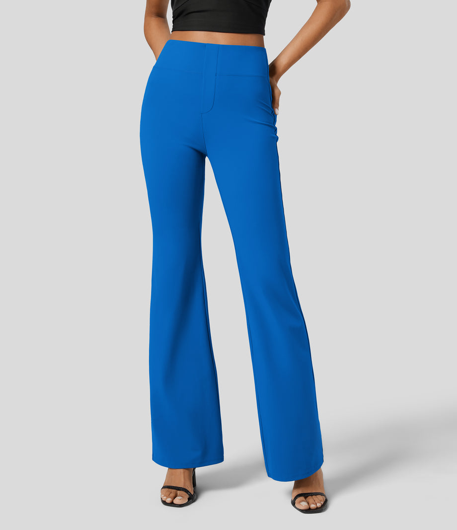 Halara Flex™ High Waisted Back Side Pocket Slight Flare Work Pants - Princess Blue