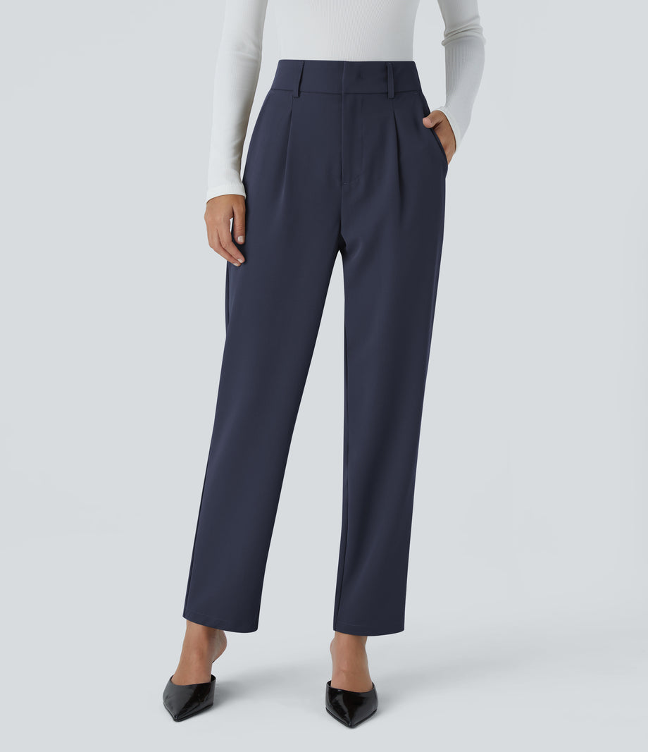 Halara Flex™ High Waisted Pocket Solid Work Tapered Pants - Black Iris