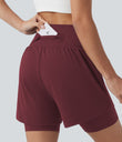 SoftlyZero™ Airy Super High Waisted 2-in-1 Cool Touch Yoga Shorts 7'' with Pockets - Zinfandel