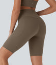 Halara UltraSculpt™ High Waisted Tummy Control Pocket Shaping Training Biker Shorts 9'' - Dawn Brown