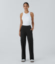 Halara Flex™ Mid Rise Pockets Straight Leg Casual Cargo Jeans - Black Denim