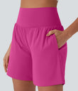SoftlyZero™ Airy Super High Waisted 2-in-1 Cool Touch Yoga Shorts 7" with Pockets - Fuchsia Fedora
