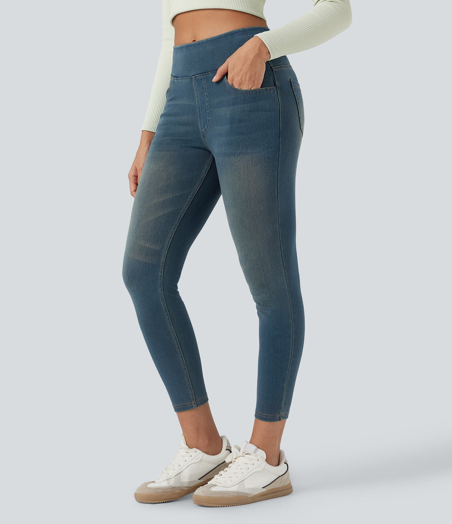 Halara Flex™ High Waisted Pockets Denim Casual Leggings - Cement Blue Denim